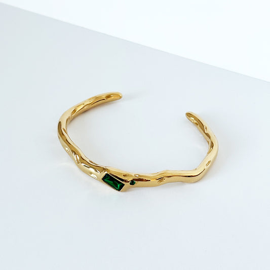 Hammered Emerald Cuff