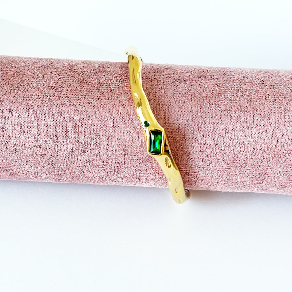 Hammered Emerald Cuff