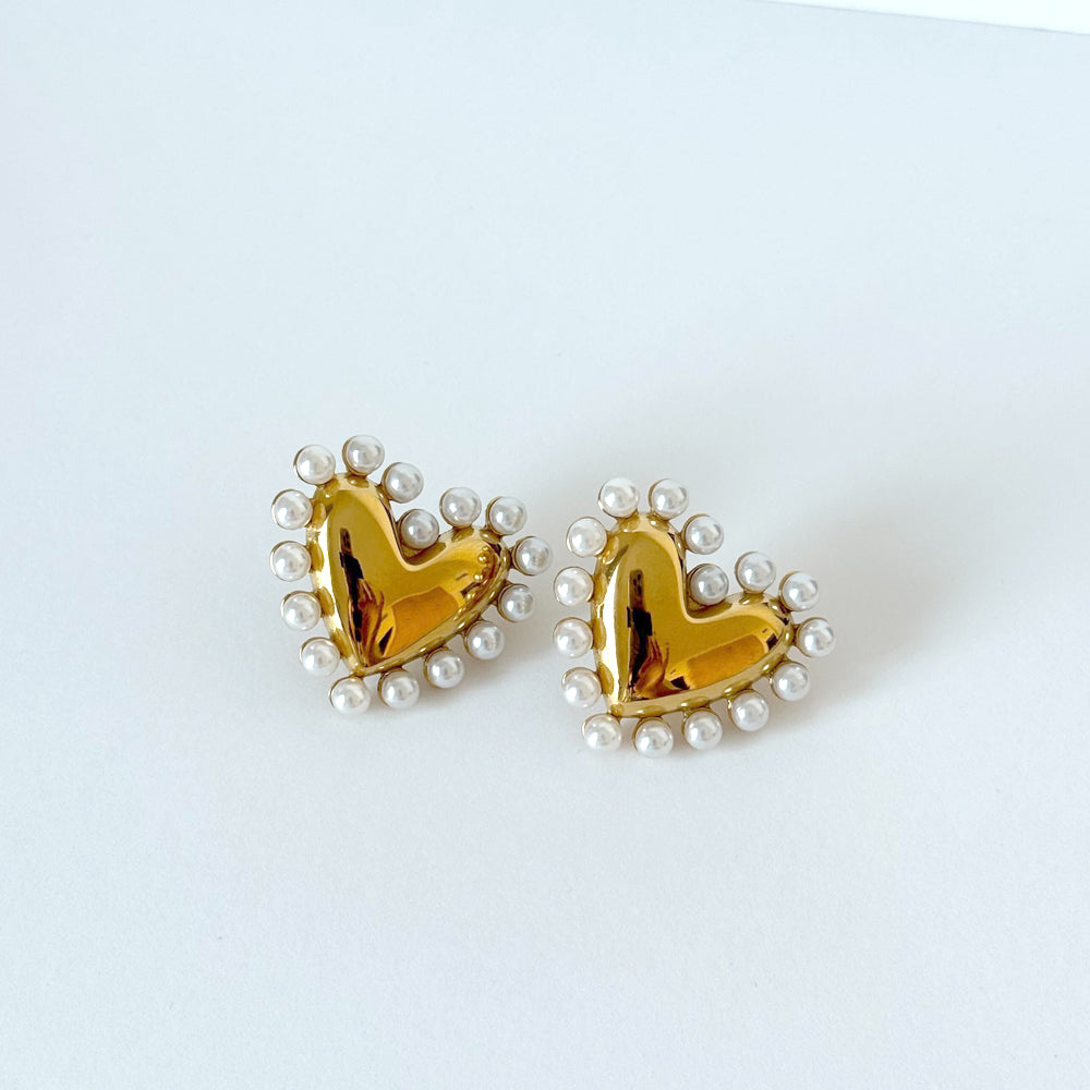 Pearl Heart Earrings