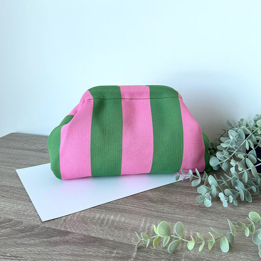 Harbor Stripe Pouch ( Green n Pink)