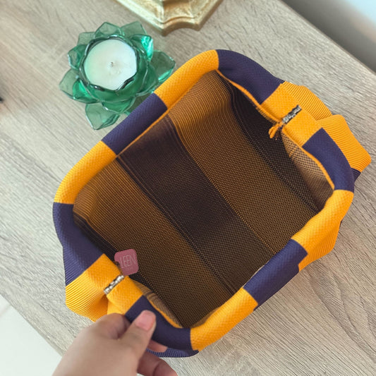 Harbor Stripe Pouch (Orange n Dark Purple)