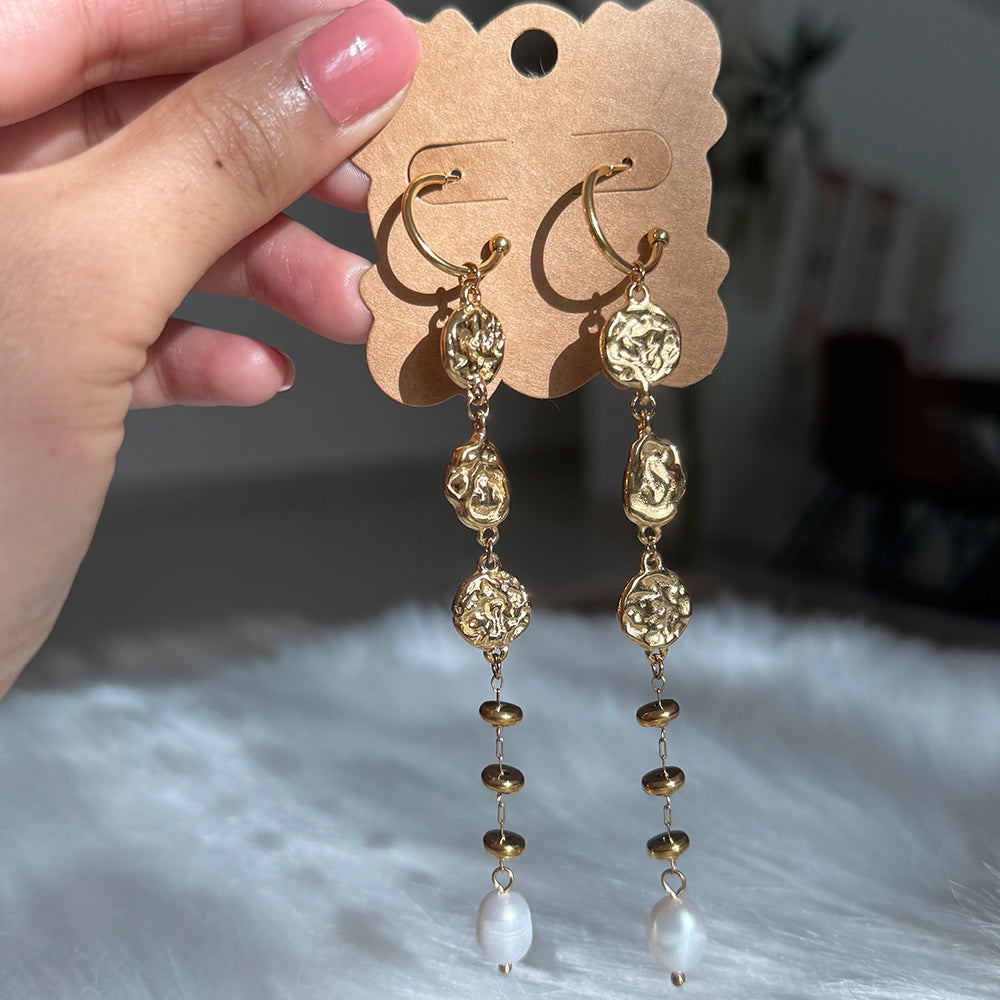 Sunlit Coin Pearl Earrings