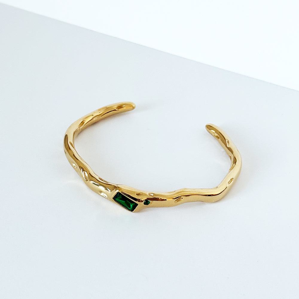 Hammered Emerald Cuff
