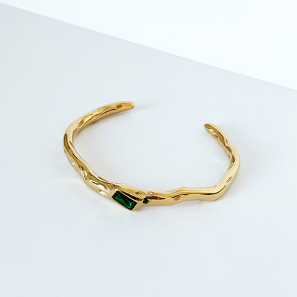 Hammered Emerald Cuff