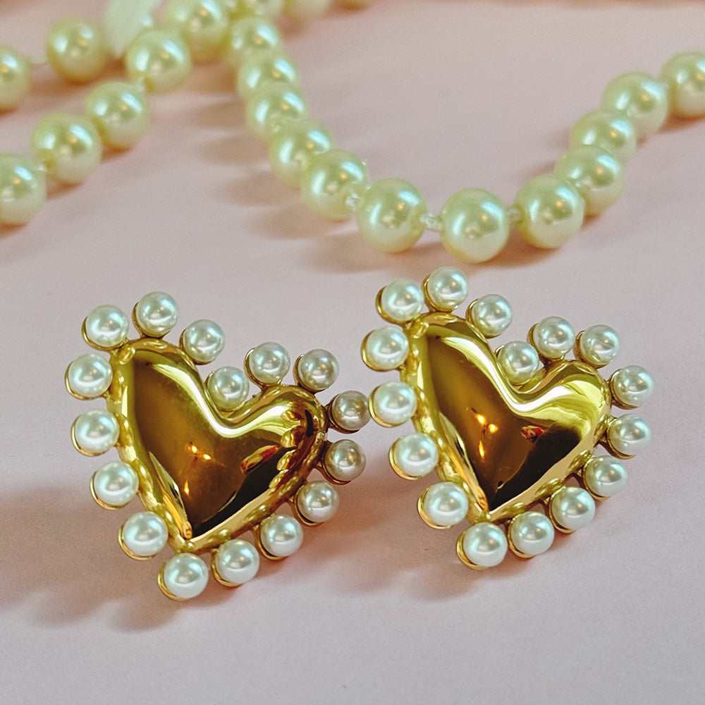 Pearl Heart Earrings