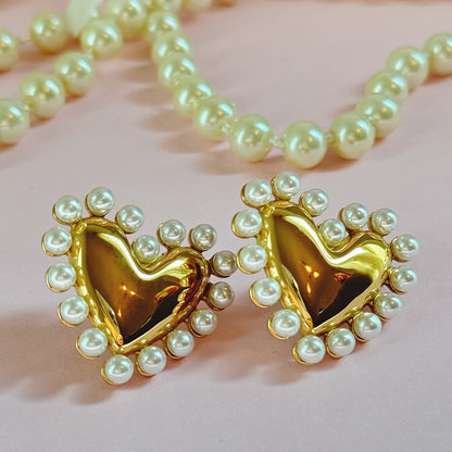 Pearl Heart Earrings