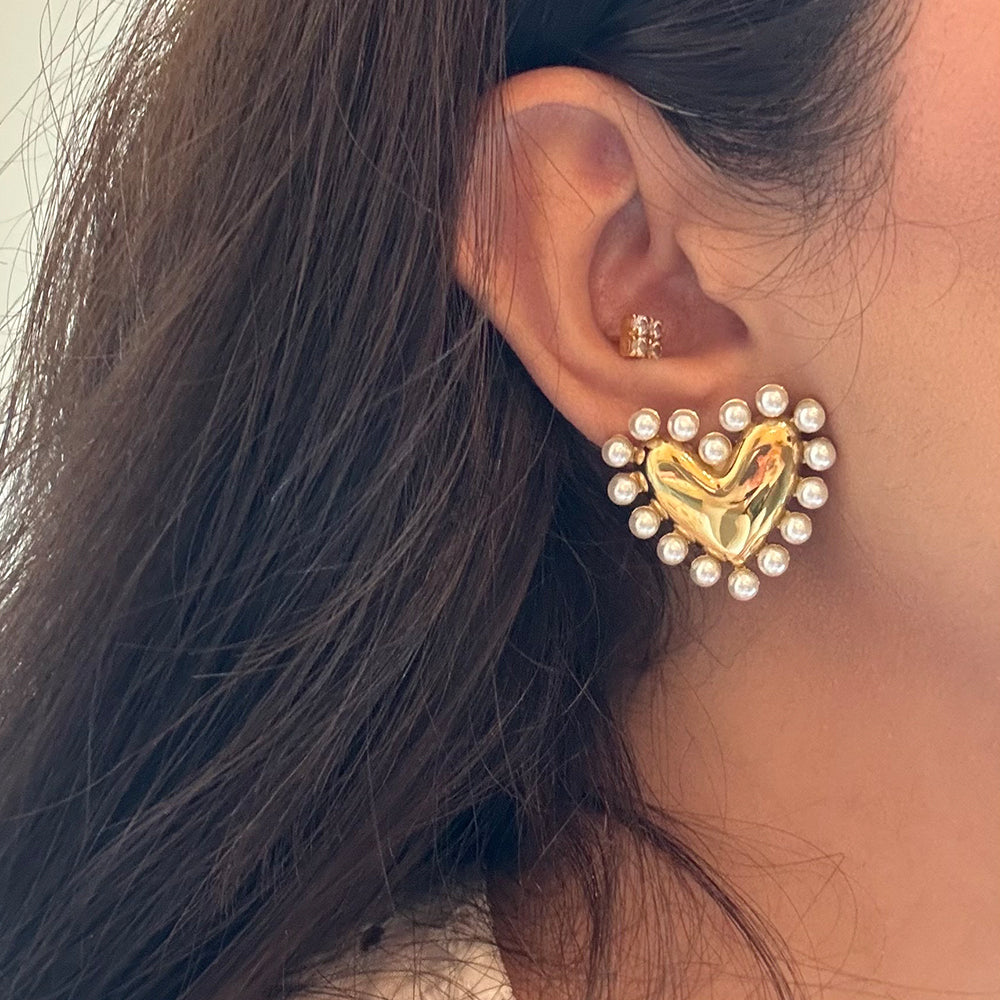 Pearl Heart Earrings
