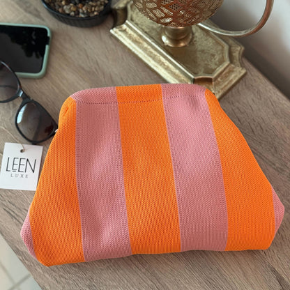 Harbor Stripe Pouch (Pink n Neon)