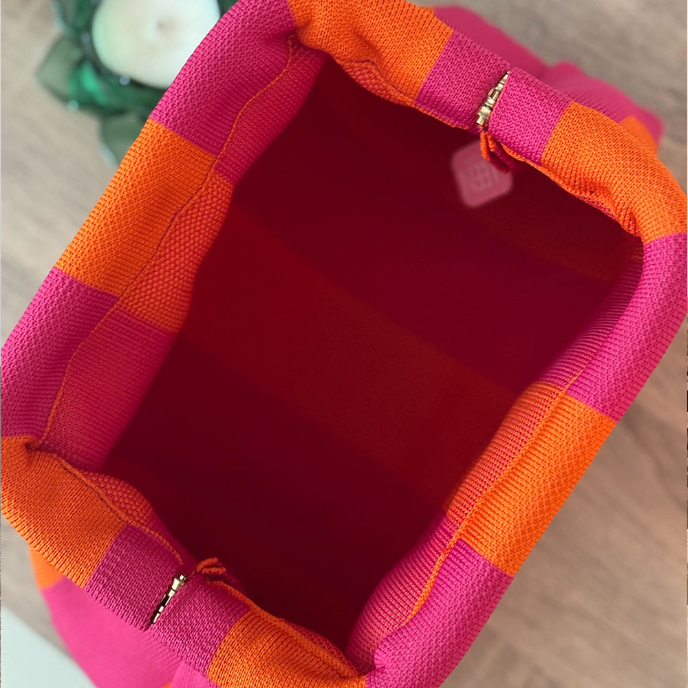 Harbor Stripe Pouch ( Hot pink n Orange )