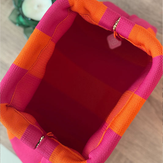 Harbor Stripe Pouch ( Hot pink n Orange )