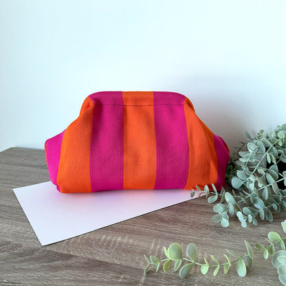 Harbor Stripe Pouch ( Hot pink n Orange )