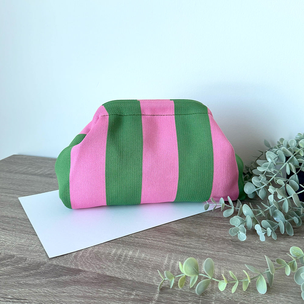 Harbor Stripe Pouch ( Green n Pink)