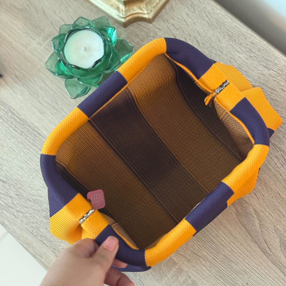 Harbor Stripe Pouch (Orange n Dark Purple)