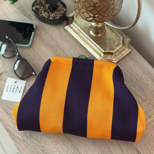 Harbor Stripe Pouch (Orange n Dark Purple)