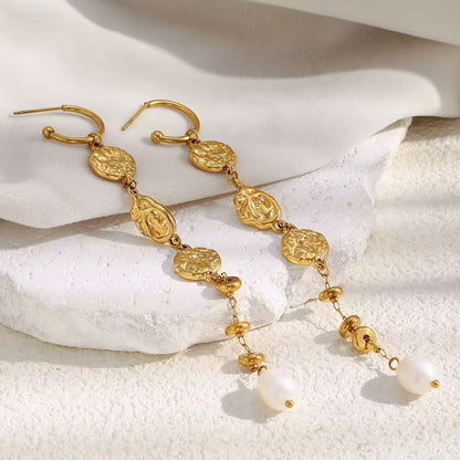 Sunlit Coin Pearl Earrings