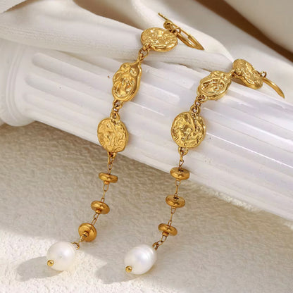 Sunlit Coin Pearl Earrings