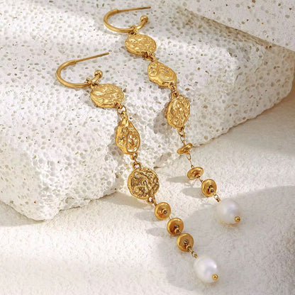 Sunlit Coin Pearl Earrings