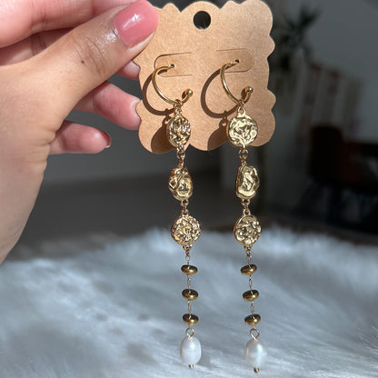 Sunlit Coin Pearl Earrings