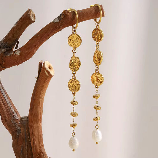 Sunlit Coin Pearl Earrings